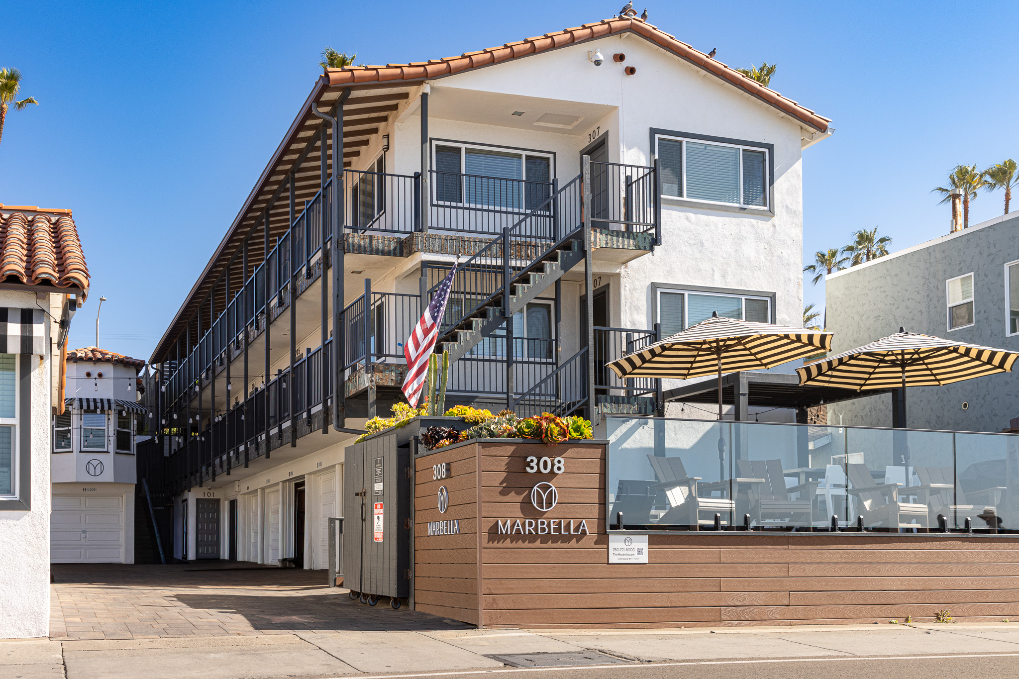 In-progress railing installation at Oceanside vacation rental property