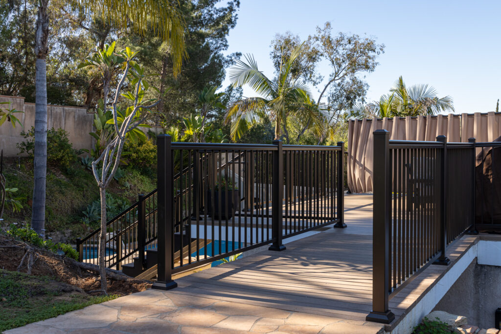 Outdoor aluminum railing designed for deck safety and style